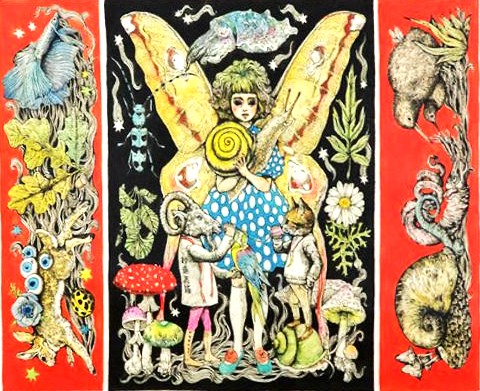 ヒグチユウコの絵画作品　タイトルは、ブリキ缶